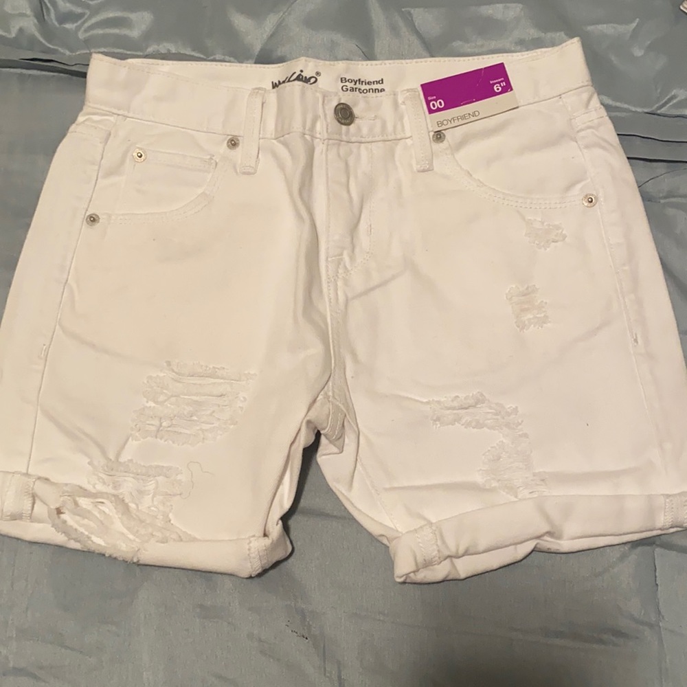 Mossisimo White Distressed Shorts